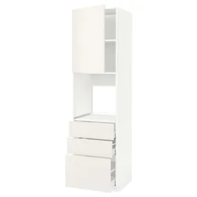IKEA METOD МЕТОД / MAXIMERA МАКСИМЕРА, высокий шкаф д / духовки / дверь / 3ящика, белый / белый, 60x60x220 см 294.571.26 фото