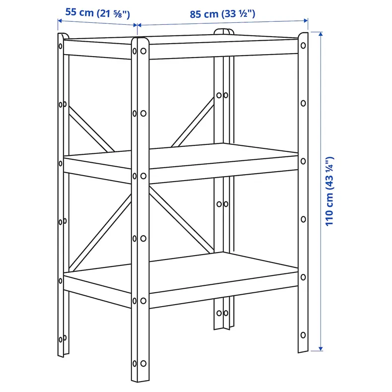 IKEA BROR БРОР, стелаж, чорний, 234x55x110 см фото №5