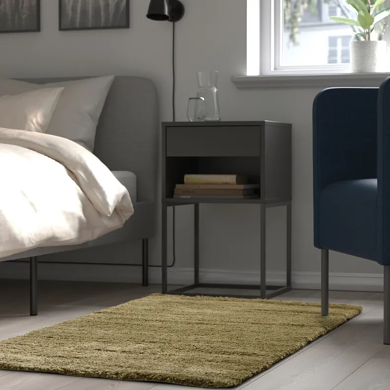 IKEA STOENSE СТОЕНСЕ, килим, короткий ворс, світло-оливковий, 80x150 см 905.544.11 фото №4