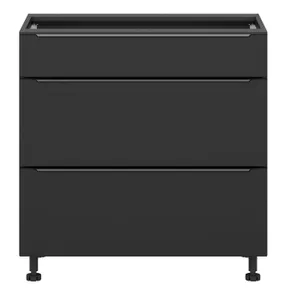 BRW Кухонный цокольный шкаф Sole L6 80 см с выдвижными ящиками черный матовый, черный/черный матовый FM_D3S_80/82_2SMB/SMB-CA/CAM фото