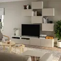 IKEA BESTÅ БЕСТО, шкаф для ТВ, комбинация, белый Lappviken / светло-серый бежевый, 240x42x230 см 994.768.19 фото thumb №2