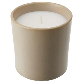 IKEA JÄMLIK ЄМЛІК, аром свічка у керамічній склянці, ваніль / світло-бежевий, 50 Години 405.021.94 фото