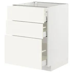 IKEA METOD МЕТОД / MAXIMERA МАКСІМЕРА, підлогова шафа з 3 шухлядами, білий / ВАЛЛЬСТЕНА білий, 60x60 см 495.072.10 фото