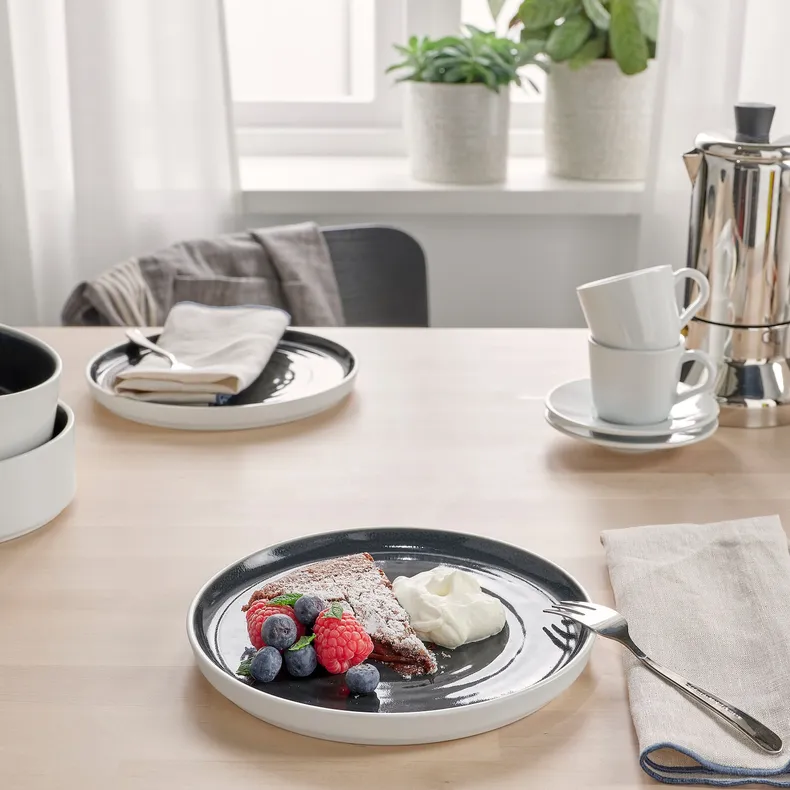 IKEA OMBONAD ОМБОНАД, тарелка десертная, тёмно-серый, 20 см 605.029.61 фото №5