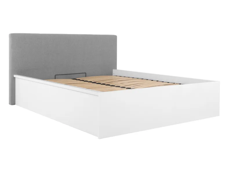 BRW Кровать Tetrix 140x200 с каркасом, контейнером и мягким изголовьем белый глянец, белый глянец LOZ/140/B/T-BIP/INARI_91 фото №1