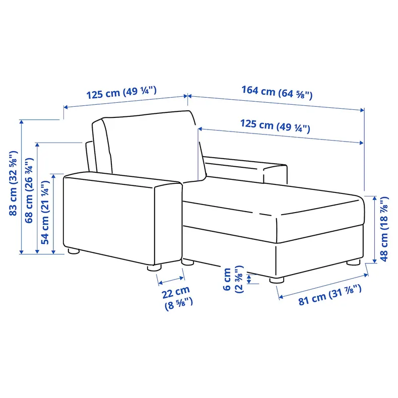 IKEA VIMLE ВІМЛЕ, кушетка, з широкими підлокітниками/ГУННАРЕД класичний сірий 194.091.45 фото №7