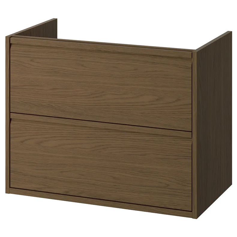 IKEA ÄNGSJÖN ЭНГШЁН, шкаф для раковины с ящиками, коричневая имитация дуб, 80x48x63 см 105.350.87 фото №1