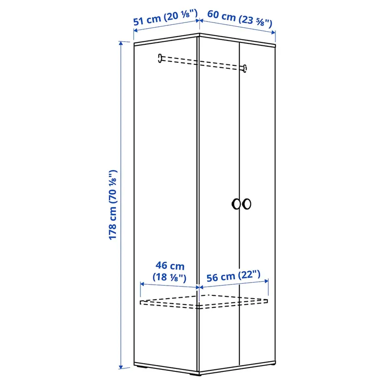 IKEA GODISHUS ГОДИХУС, шкаф платяной, белый, 60x51x178 см 504.224.94 фото №6