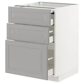 IKEA METOD МЕТОД / MAXIMERA МАКСИМЕРА, напольный шкаф с выдвиж панелью / 3ящ, белый / бодбинский серый, 60x60 см 794.334.11 фото