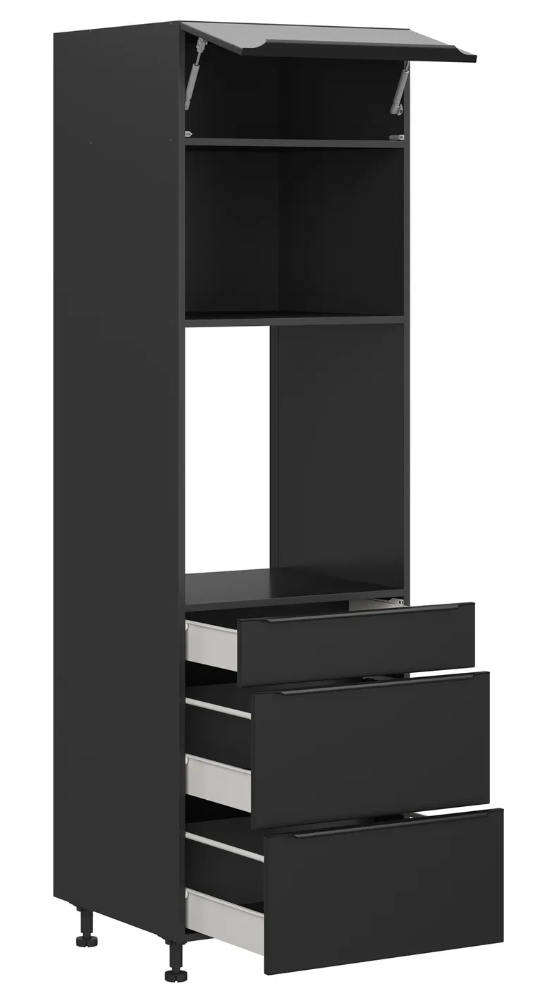 BRW Кухонный шкаф для духовки Sole L6 60 см с ящиками черный матовый, черный/черный матовый FM_DPS_60/207_2SMB/SMB/O-CA/CAM фото №3