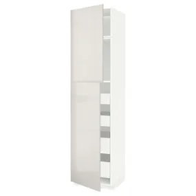IKEA METOD МЕТОД / MAXIMERA МАКСІМЕРА, висока шафа, 2 дверцят / 4 шухляди, білий / Ringhult світло-сірий, 60x60x240 см 394.621.27 фото
