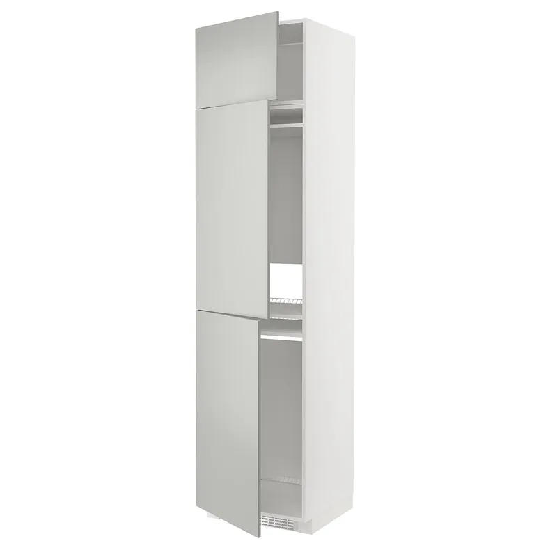 IKEA METOD МЕТОД, высокий шкаф д / холод / мороз / 3 дверцы, белый / светло-серый, 60x60x240 см 795.392.24 фото №1