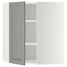 IKEA METOD МЕТОД, угловой навесной шкаф с полками, белый / Будбин серый, 68x80 см 999.186.95 фото