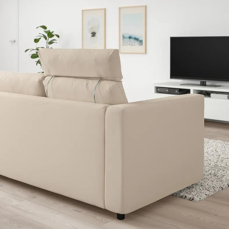 IKEA VIMLE ВІМЛЕ, 3-місний диван, з узголів'ям/ХАЛЛАРП бежевий 893.990.39 фото №3