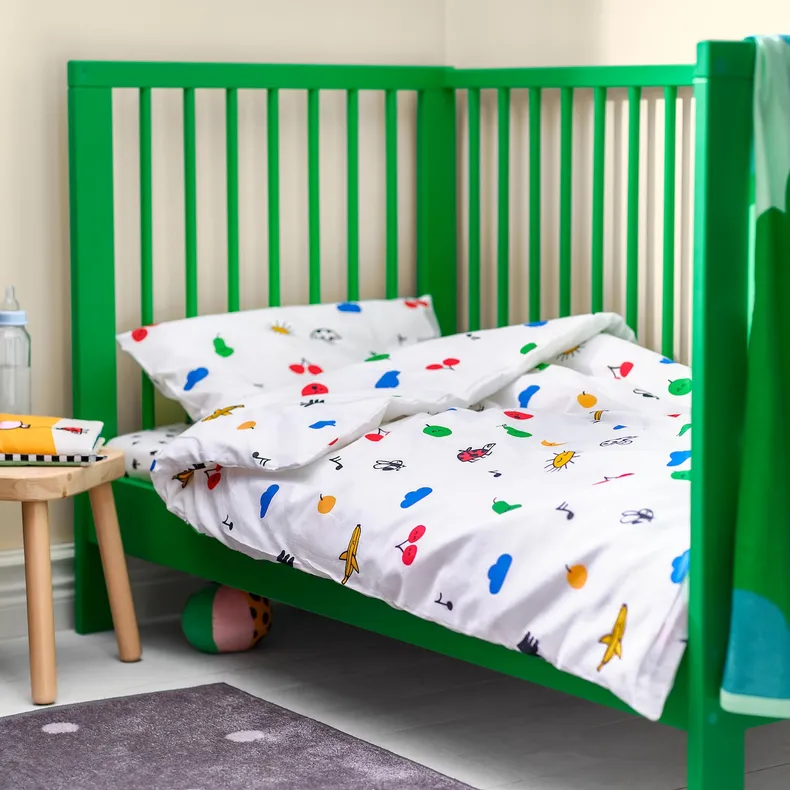IKEA GRÖNFINK ГРЕНФІНК, підковдра і 1 наволочка д/дитяч ліж, різнобарвний, 110x125/35x55 см 005.723.77 фото №3