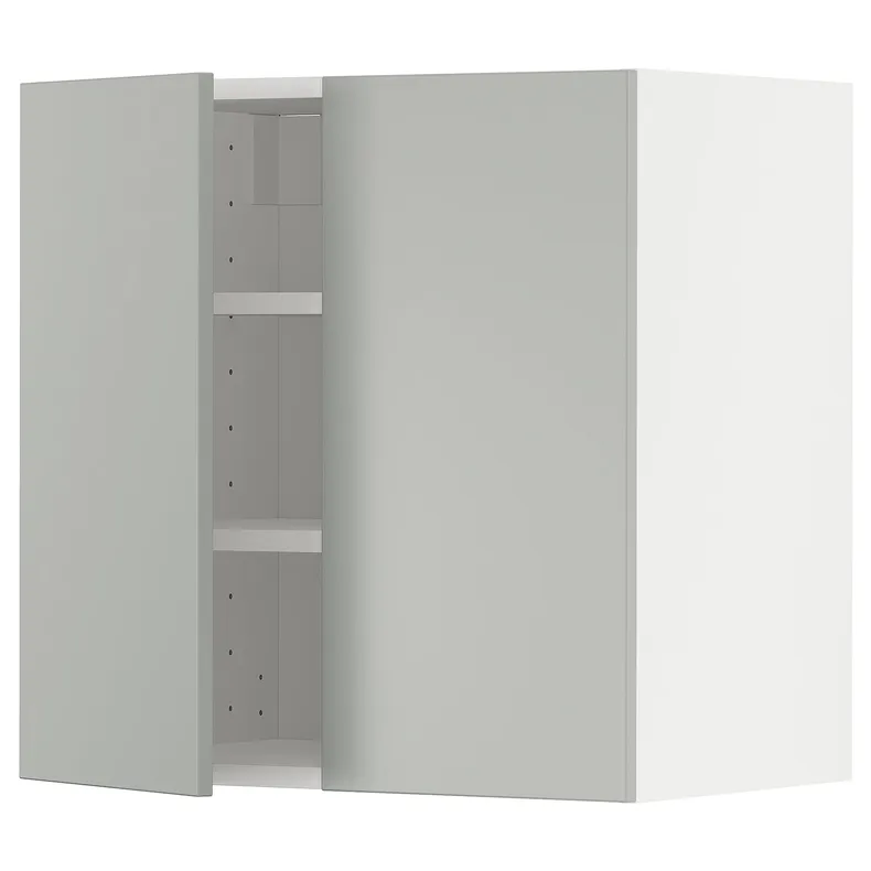 IKEA METOD МЕТОД, навісна шафа з полицями / 2 дверцят, білий / Хавсторп світло-сірий, 60x60 см 795.380.07 фото №1