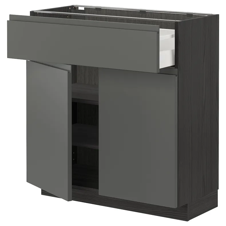 IKEA METOD МЕТОД / MAXIMERA МАКСИМЕРА, напольный шкаф с ящиком / 2дверцами, черный / Воксторп темно-серый, 80x37 см 494.627.92 фото №1