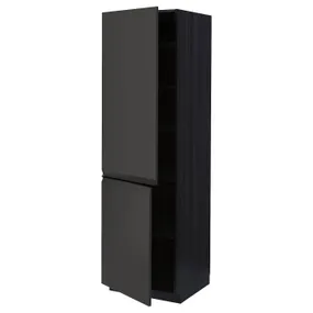 IKEA METOD МЕТОД, высокий шкаф с полками / 2 дверцы, черный / матовый антрацит, 60x60x200 см 994.953.99 фото