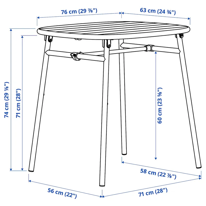 IKEA DUVSKÄR ДУВШЕР / DUVSKÄR ДУВШЕР, стол и 2 стула, внешний черный / синий / серый, 76 см 495.447.74 фото №4