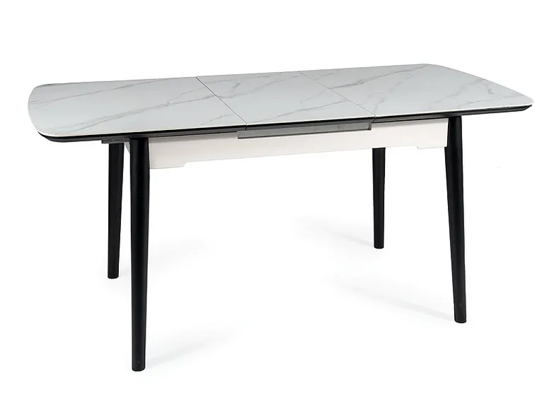 Стол обеденный раскладной SIGNAL APOLLO, белый мрамор / черный матовый, 80x120 фото №1