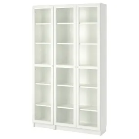 IKEA BILLY БИЛЛИ / OXBERG ОКСБЕРГ, шкаф книжный со стеклянными дверьми, белый, 120x30x202 см 692.818.04 фото