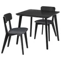 IKEA LISABO ЛІСАБО / LISABO ЛІСАБО, стіл+2 стільці, чорний / Tallmyra чорний / сірий, 88x78 см 895.549.21 фото thumb №1