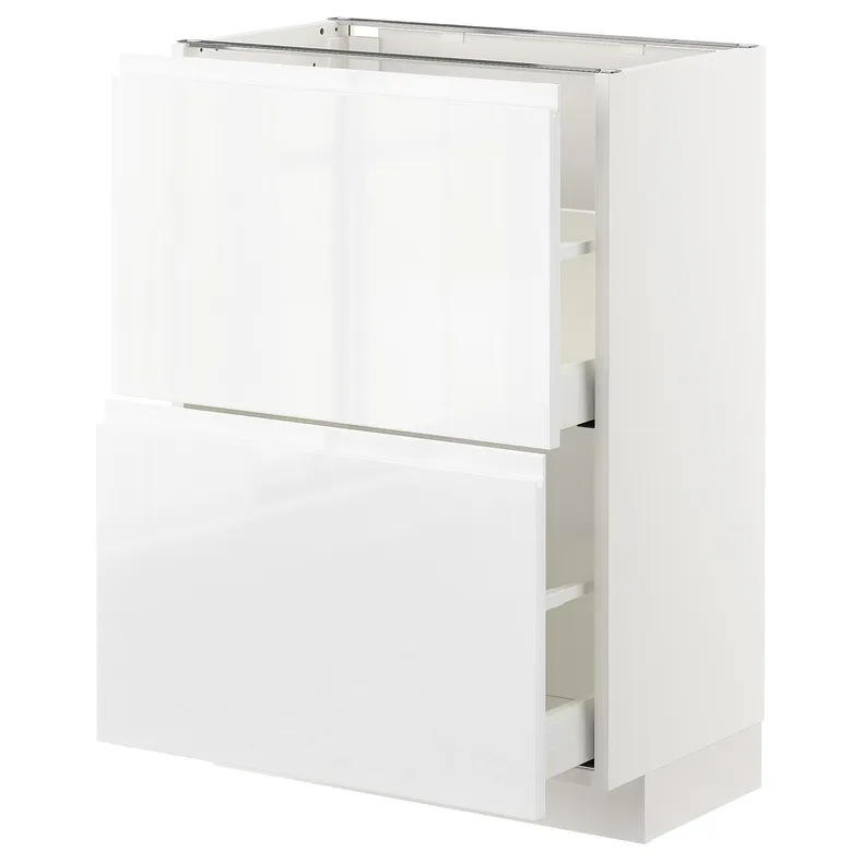 IKEA METOD МЕТОД / MAXIMERA МАКСИМЕРА, напольный шкаф с 2 ящиками, белый / Воксторп глянцевый / белый, 60x37 см 292.550.48 фото №1