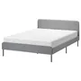 IKEA SLATTUM СЛАТТУМ, каркас ліжка з оббивкою, КНІСА світло-сірий, 160x200 см 604.463.76 фото