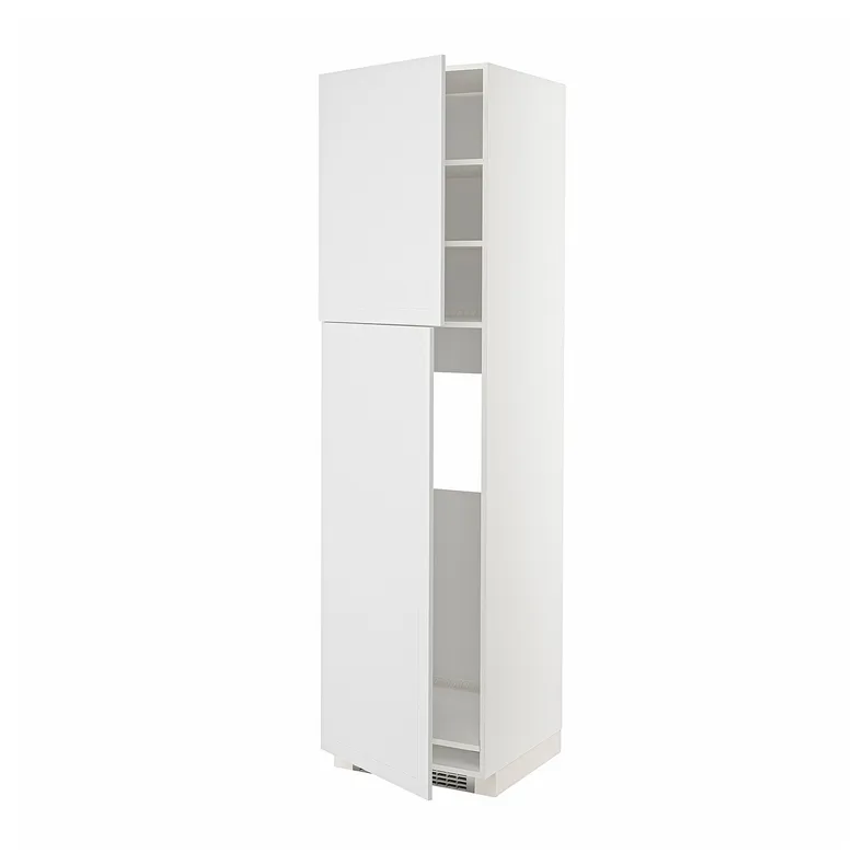 IKEA METOD МЕТОД, высокий шкаф д / холодильника / 2дверцы, белый / Стенсунд белый, 60x60x220 см 894.570.34 фото №1