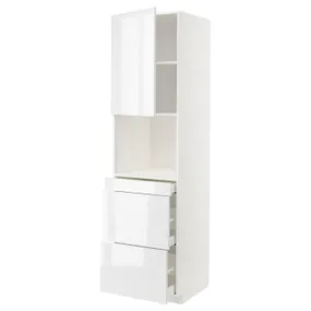 IKEA METOD МЕТОД / MAXIMERA МАКСИМЕРА, высокий шкаф д / СВЧ / дверца / 3ящика, белый / Рингхульт белый, 60x60x220 см 894.698.00 фото
