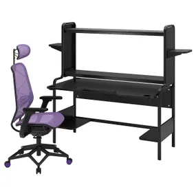 IKEA FREDDE ФРЕДДЕ / STYRSPEL СТИРСПЕЛЬ, геймерский стол и стул, чёрный/фиолетовый 594.913.17 фото