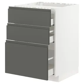 IKEA METOD МЕТОД / MAXIMERA МАКСИМЕРА, напольн шкаф / 3фронт пнл / 3ящика, белый / Воксторп темно-серый, 60x60 см 293.054.73 фото