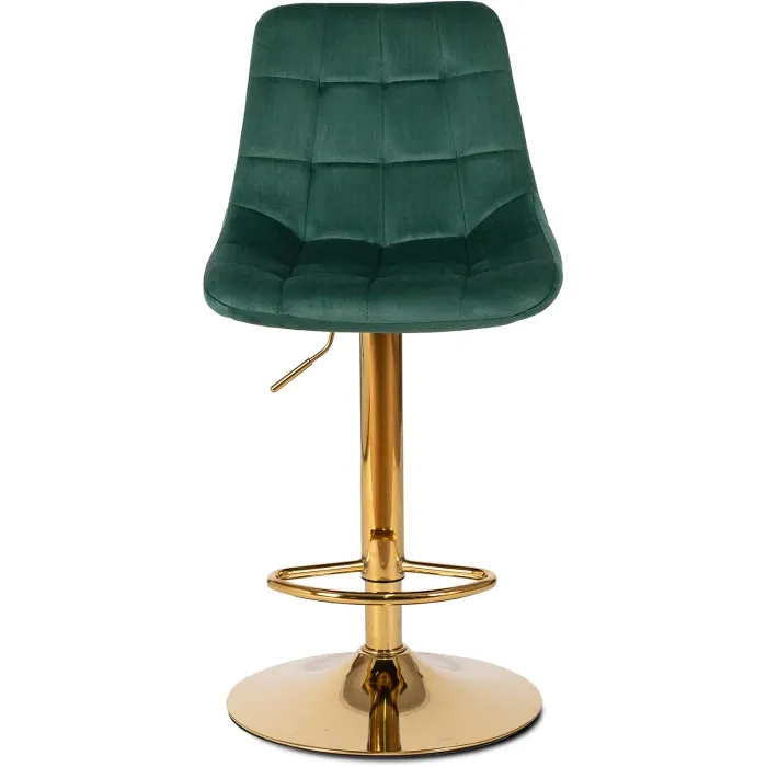 Барный стул бархатный MEBEL ELITE ARCOS Velvet, зеленый / золотой фото №7
