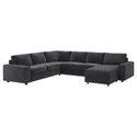 IKEA VIMLE ВИМЛЕ, угловой 5-местный диван с козеткой, с широкими подлокотниками/Djuparp темно-серый 494.367.84 фото thumb №1