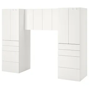 IKEA SMÅSTAD СМОСТАД / PLATSA ПЛАТСА, шафа, білий/білий, 240x57x181 см 194.288.51 фото