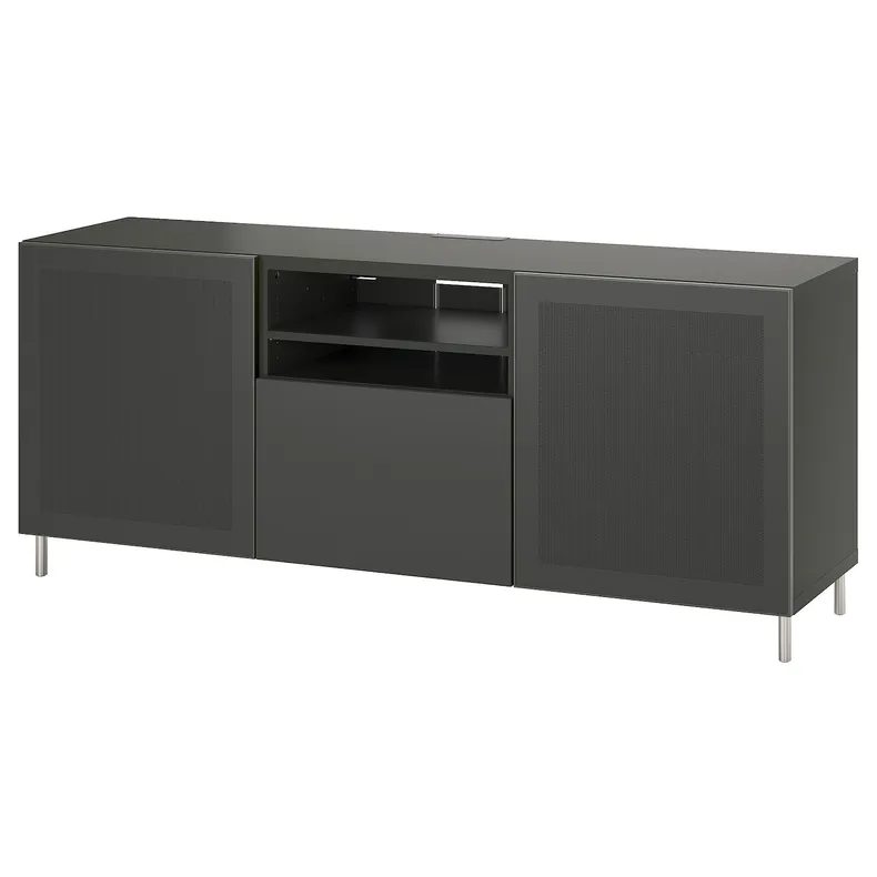 IKEA BESTÅ БЕСТО, тумба под ТВ, с ящиками, Lappviken / Mörtviken темно-серый, 180x42x74 см 695.060.97 фото №1