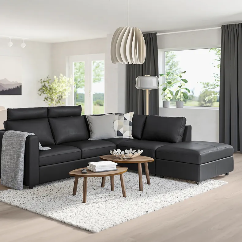 IKEA VIMLE ВІМЛЕ, кутовий диван, 4-місний, з відкритим кінцем з підголовником/Гранн/Бомстад чорний 293.062.84 фото №2