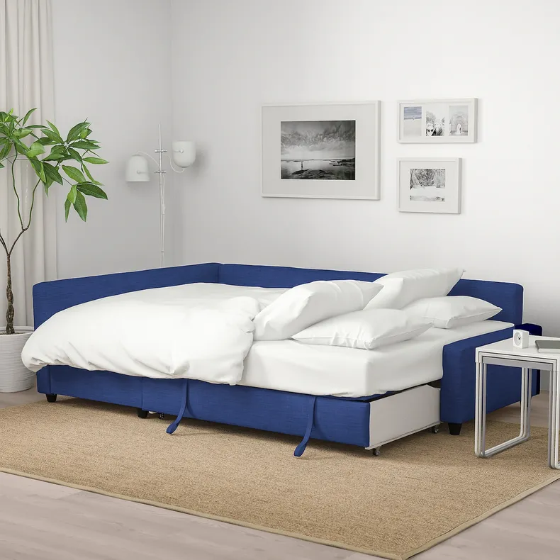 IKEA FRIHETEN ФРІХЕТЕН, кутов диван-ліжко із відд д/зберіг, СКІФТЕБУ синій 492.975.61 фото №4