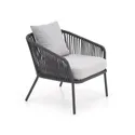Садовий комплект HALMAR ROCCA (диван + два крісла + столик), темно-сірий / світло-сірий фото thumb №5