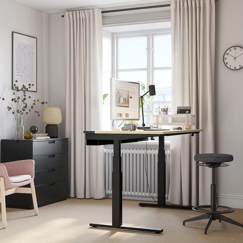 IKEA MITTZON МІТТЗОН, стіл регульований, електричний okl береза / чорний, 140x80 см 495.285.85 фото №5