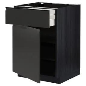 IKEA METOD МЕТОД / MAXIMERA МАКСИМЕРА, напольный шкаф с ящиком / дверцей, черный / матовый антрацит, 60x60 см 494.955.99 фото