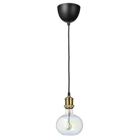 IKEA JÄLLBY ЭЛЛЬБИ / MOLNART МОЛНАРТ, подвесной светильник с лампочкой, Латунь / эллипс разноцветный 294.913.71 фото