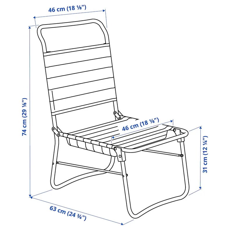 IKEA STRANDÖN, шезлонг, синій/білий 305.910.96 фото №6