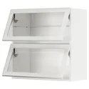 IKEA METOD МЕТОД, навісна шафа гориз 2 дверц нат мех, білий / ХЕЙСТА біле прозоре скло, 80x80 см 194.906.02 фото thumb №1