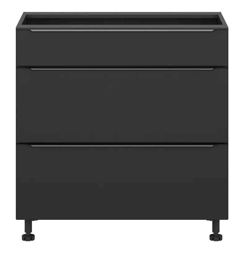 BRW Кухонный цокольный шкаф Sole L6 80 см с выдвижными ящиками черный матовый, черный/черный матовый FM_D2S_80/82_2SMB/B-CA/CAM фото №1