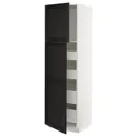 IKEA METOD МЕТОД / MAXIMERA МАКСИМЕРА, высокий шкаф / 2дверцы / 4ящика, белый / Лерхиттан с черными пятнами, 60x60x200 см 194.558.54 фото thumb №1