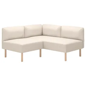 IKEA LILLEHEM ЛІЛЛЕХЕМ, модульний кутовий диван, 2-місний, ВІССЛЕ бежевий/деревина 295.362.80 фото