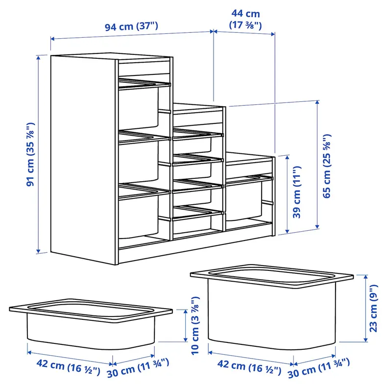 IKEA TROFAST, стеллаж для мусорных контейнеров, светлая сосна, окрашенная в белый/разноцветный цвет, 94x44x91 см 595.743.36 фото №9