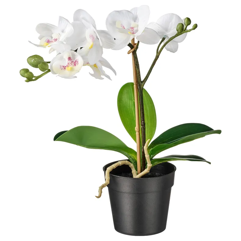 IKEA FEJKA ФЕЙКА, искусственное растение в горшке, Орхидея белый, 9 см 002.859.08 фото №1