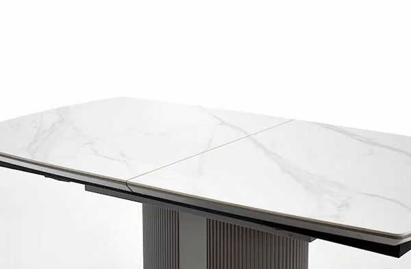 Розкладний стіл HALMAR DANCAN 160-220x90 см, білий мармур / / світлий / чорний фото №12